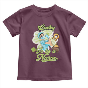 Funny Nurse St Patricks Day Toddler T Shirt Lucky To Be A Nurse Strong Scrub Life TS02 Maroon Print Your Wear
