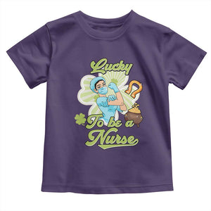 Funny Nurse St Patricks Day Toddler T Shirt Lucky To Be A Nurse Strong Scrub Life TS02 Purple Print Your Wear
