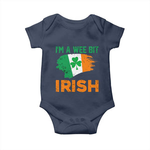 Funny St Patricks Day Baby Onesie I'm A Wee Bit Irish Leprechaun Shenanigan TS02 Navy Print Your Wear