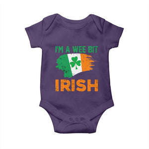 Funny St Patricks Day Baby Onesie I'm A Wee Bit Irish Leprechaun Shenanigan TS02 Purple Print Your Wear