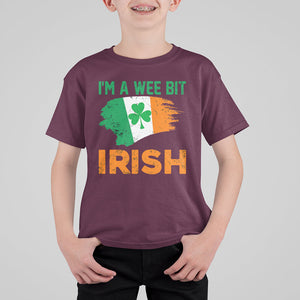 Funny St. Patricks Day T Shirt For Kid I'm A Wee Bit Irish Leprechaun Shenanigan TS02 Maroon Printyourwear