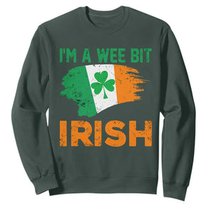 Funny St. Patricks Day Sweatshirt I'm A Wee Bit Irish Leprechaun Shenanigan TS02 Dark Forest Green Printyourwear