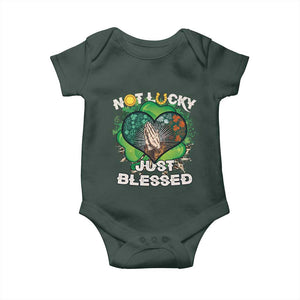 Funny St Patricks Day Baby Onesie Not Lucky Simply Blessed Shamrock Christian with Praying Hands TS02 Print Your Wear