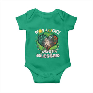 Funny St Patricks Day Baby Onesie Not Lucky Simply Blessed Shamrock Christian with Praying Hands TS02 Irish Green Print Your Wear