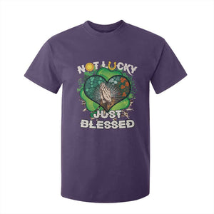 Funny St Patricks Day T Shirt For Kid Not Lucky Simply Blessed Shamrock Christian with Praying Hands TS02 Purple Print Your Wear