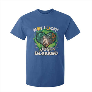 Funny St Patricks Day T Shirt For Kid Not Lucky Simply Blessed Shamrock Christian with Praying Hands TS02 Royal Blue Print Your Wear