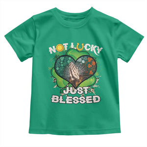 Funny St Patricks Day Toddler T Shirt Not Lucky Simply Blessed Shamrock Christian with Praying Hands TS02 Irish Green Print Your Wear