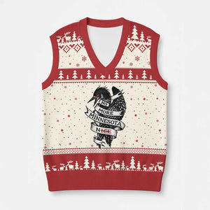 No More Minnesota Nice Loon Resistance V-Neck Knit Sweater Vest Ice Out Rebellion TS02 Beige Red Print Your Wear