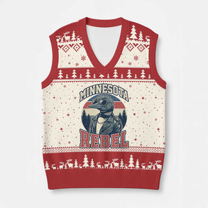 Minnesota Rebel Grumpy Loon V-Neck Knit Sweater Vest Retro Vintage Politcal Resistance TS02 Beige Red Print Your Wear