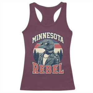 Minnesota Rebel Grumpy Loon Racerback Tank Top Retro Vintage Politcal Resistance TS02 Maroon Print Your Wear