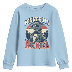 Minnesota Rebel Grumpy Loon Youth Sweatshirt Retro Vintage Politcal Resistance TS02 Light Blue Print Your Wear