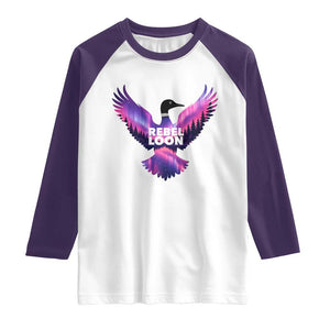 Rebel Loon Aurora Northern Lights Raglan Shirt Minnesota Night Sky Politcal Resistance TS02 White Purple Print Your Wear