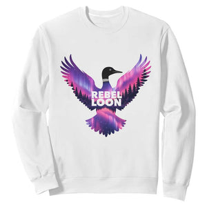 Rebel Loon Aurora Northern Lights Sweatshirt Minnesota Night Sky Politcal Resistance TS02 White Print Your Wear