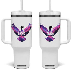 Rebel Loon Aurora Northern Lights Tumbler With Handle Minnesota Night Sky Politcal Resistance TS02 One Size: 40 oz White Print Your Wear