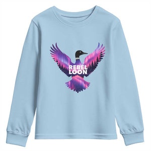 Rebel Loon Aurora Northern Lights Youth Sweatshirt Minnesota Night Sky Politcal Resistance TS02 Light Blue Print Your Wear