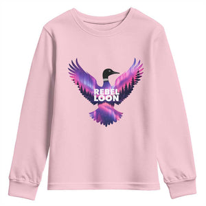 Rebel Loon Aurora Northern Lights Youth Sweatshirt Minnesota Night Sky Politcal Resistance TS02 Light Pink Print Your Wear