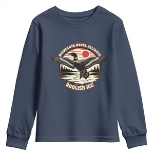 Minnesota Rebel Alliance Loon Youth Sweatshirt Abolish Ice Protest TS02 Navy Print Your Wear