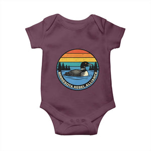 Minnesota Rebel Alliance Vintage Retro Sunset Loon Baby Onesie TS02 Maroon Print Your Wear