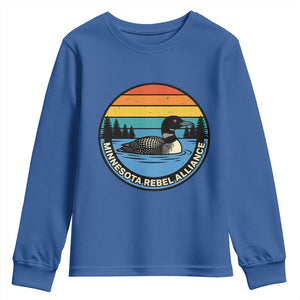 Minnesota Rebel Alliance Vintage Retro Sunset Loon Youth Sweatshirt TS02 Royal Blue Print Your Wear