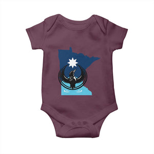 Minnesota Loon Rising Baby Onesie Star Emblem MN State Flag Pride TS02 Maroon Print Your Wear