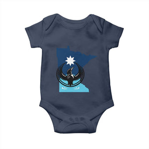 Minnesota Loon Rising Baby Onesie Star Emblem MN State Flag Pride TS02 Navy Print Your Wear