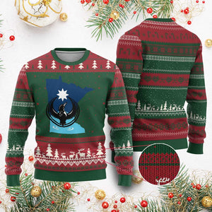 Minnesota Loon Rising Ugly Christmas Sweater Star Emblem MN State Flag Pride TS02 Red Green Print Your Wear