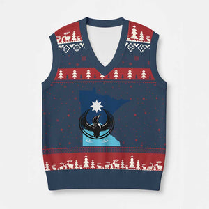 Minnesota Loon Rising V-Neck Knit Sweater Vest Star Emblem MN State Flag Pride TS02 Navy Red Print Your Wear