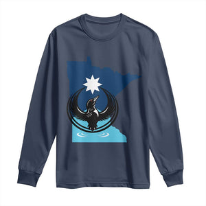 Minnesota Loon Rising Long Sleeve Shirt Star Emblem MN State Flag Pride TS02 Navy Print Your Wear
