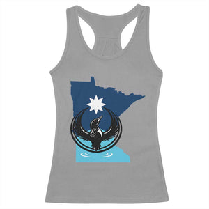 Minnesota Loon Rising Racerback Tank Top Star Emblem MN State Flag Pride TS02 Sport Gray Print Your Wear