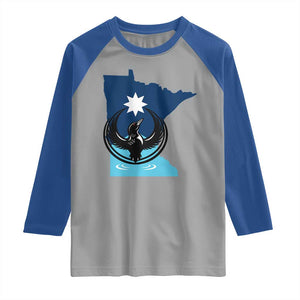 Minnesota Loon Rising Raglan Shirt Star Emblem MN State Flag Pride TS02 Sport Gray Royal Print Your Wear