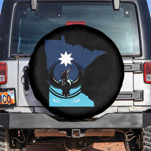 Minnesota Loon Rising Spare Tire Cover Star Emblem MN State Flag Pride TS02 No hole Black Print Your Wear