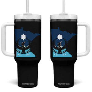 Minnesota Loon Rising Tumbler With Handle Star Emblem MN State Flag Pride TS02 One Size: 40 oz Black Print Your Wear