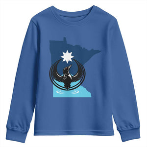 Minnesota Loon Rising Youth Sweatshirt Star Emblem MN State Flag Pride TS02 Royal Blue Print Your Wear