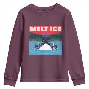 Melt Ice Red Eye Laser Loon Youth Sweatshirt Political Resistance Minnesota Protest TS02 Maroon Print Your Wear