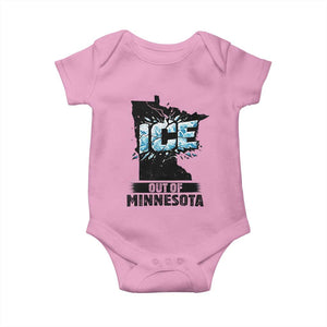 Ice Out of Minnesota Baby Onesie MN State Map Abolish Ice Protest TS02 Light Pink Print Your Wear