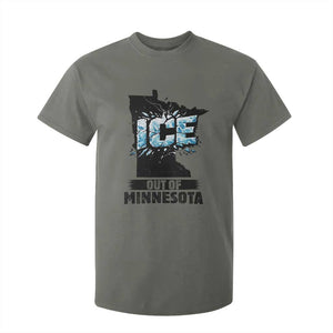 Ice Out of Minnesota T Shirt For Kid MN State Map Abolish Ice Protest TS02 Military Green Print Your Wear