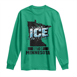 Ice Out of Minnesota Long Sleeve Shirt MN State Map Abolish Ice Protest TS02 Irish Green Print Your Wear