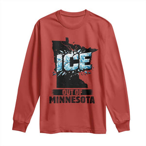 Ice Out of Minnesota Long Sleeve Shirt MN State Map Abolish Ice Protest TS02 Red Print Your Wear