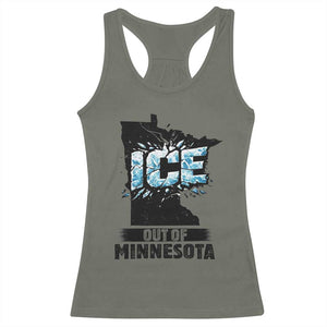 Ice Out of Minnesota Racerback Tank Top MN State Map Abolish Ice Protest TS02 Military Green Print Your Wear