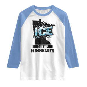 Ice Out of Minnesota Raglan Shirt MN State Map Abolish Ice Protest TS02 White Carolina Blue Print Your Wear