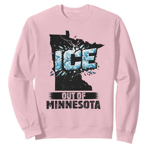 Ice Out of Minnesota Sweatshirt MN State Map Abolish Ice Protest TS02 Light Pink Print Your Wear