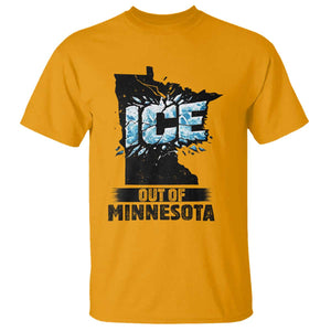 Ice Out of Minnesota T Shirt MN State Map Abolish Ice Protest TS02 Gold Print Your Wear