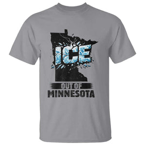 Ice Out of Minnesota T Shirt MN State Map Abolish Ice Protest TS02 Sport Gray Print Your Wear