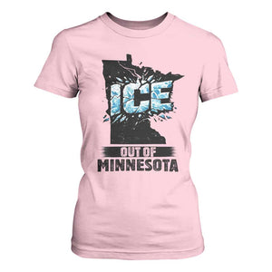 Ice Out of Minnesota T Shirt For Women MN State Map Abolish Ice Protest TS02 Light Pink Print Your Wear