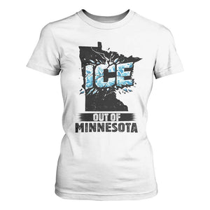 Ice Out of Minnesota T Shirt For Women MN State Map Abolish Ice Protest TS02 White Print Your Wear