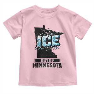 Ice Out of Minnesota Toddler T Shirt MN State Map Abolish Ice Protest TS02 Light Pink Print Your Wear
