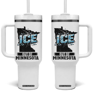 Ice Out of Minnesota Tumbler With Handle MN State Map Abolish Ice Protest TS02 One Size: 40 oz White Print Your Wear