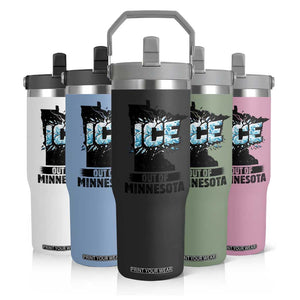 Ice Out of Minnesota Flip Straw Tumbler MN State Map Abolish Ice Protest TS02 Print Your Wear