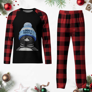 MN Strong Winter Loon with Blue Beanie Plaid Pajama Set Stand with Minnesota Justice Protest TS02 Buffalo Plaid Print Your Wear