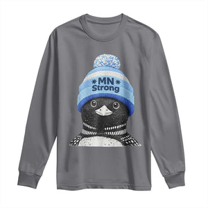 MN Strong Winter Loon with Blue Beanie Long Sleeve Shirt Stand with Minnesota Justice Protest TS02 Charcoal Print Your Wear